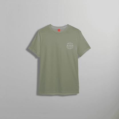Boys With Broken Hearts Embroidery Puffy Printed Green Tee - Boys With Broken Hearts
