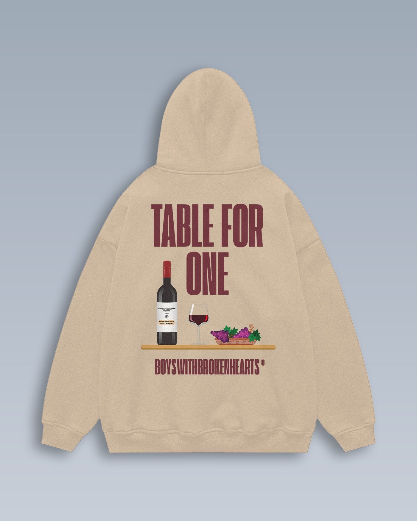 TABLE FOR ONE HOODIE BEIGE - Boys With Broken Hearts