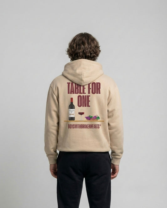 TABLE FOR ONE HOODIE BEIGE